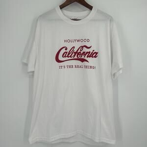 Enjoy Hollywood California Parody T-Shirt Mens Size XL White Red Jerzees Brand